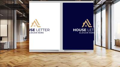 House building logo design template with initial letter A and L logo graphic design vector illustration. Symbol, icon, creative. Wall mural