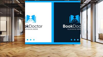 Open book logo design inspiration with doctor design logo. Premium Vector Wall mural