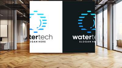 Water oil logo design template with a technology abstract style graphic design vector. Symbol, icon, creative. Wall mural