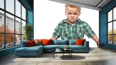 adorable little boy looking angry. Wall mural