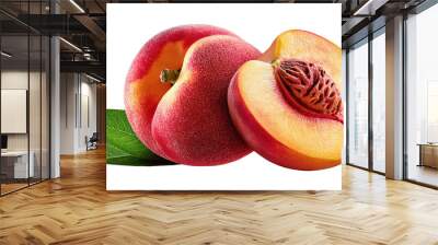 peaches isolated on white background Wall mural