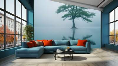 A tree is reflected in the water Wall mural