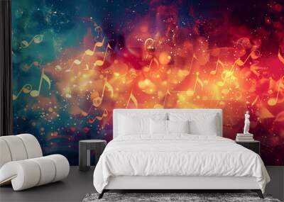 Musical notes in the air abstract background Wall mural