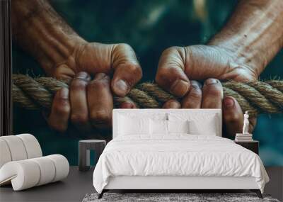 Two people are holding a rope Wall mural