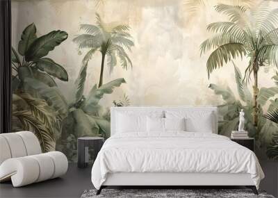 Watercolor tropical abstract background Wall mural