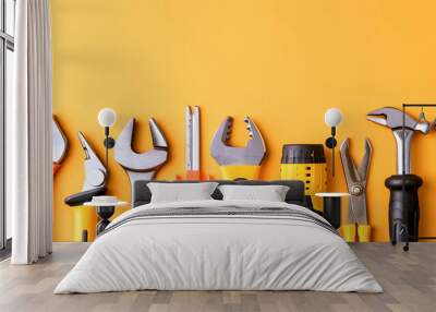 Work tools on a bright backgroun Wall mural