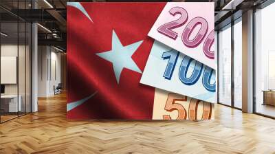 Turkish Lira with Turkish Flag Wall mural