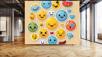 Various funny smileys set Wall mural