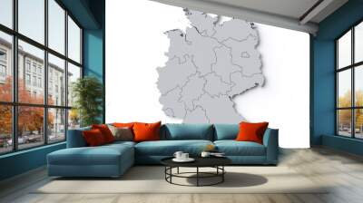 3D Rendering of Germany Map with state borders Wall mural