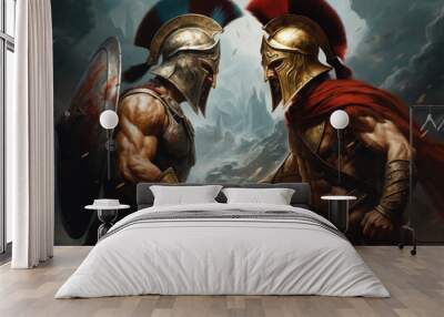 Fight of two Roman soldiers. Digital art. Wall mural