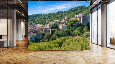 France, Ardèche (07), la cité médiévale de Largentière dans la vallée de la Ligne. Wall mural