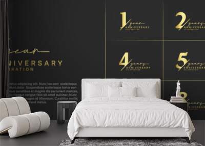 set of anniversary logo with golden color can be use for celebration Wall mural