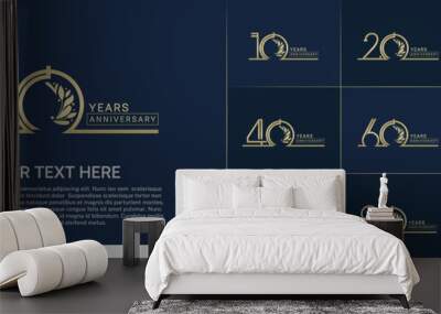 set of anniversary logotype gold color with ornament for special celebration event Wall mural