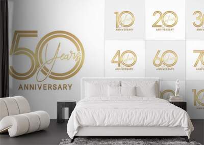 set of anniversary premium collection golden color can be use for celebration event Wall mural