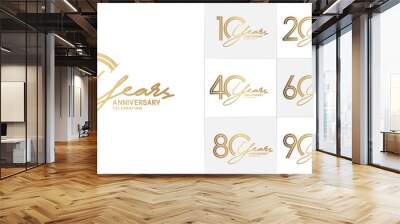 set of anniversary premium collection golden color can be use for celebration event Wall mural