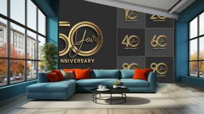 set of anniversary premium collection golden color can be use for celebration event Wall mural