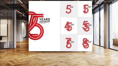 set of anniversary premium collection red color can be use for celebration event Wall mural