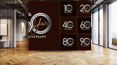 set of anniversary premium collection silver and gold color can be use for celebration event Wall mural