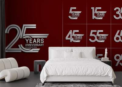 set of anniversary premium collection silver color can be use for celebration event Wall mural