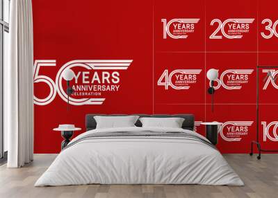 set of anniversary premium collection white color can be use for celebration event Wall mural