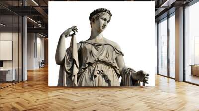 Ancient Roman or Greek goddess marble statue (isolated on white background) Wall mural