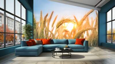 Wheat ears at sunset Wall mural