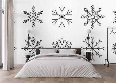 Collection of Intricate Snowflake Vector Designs Wall mural