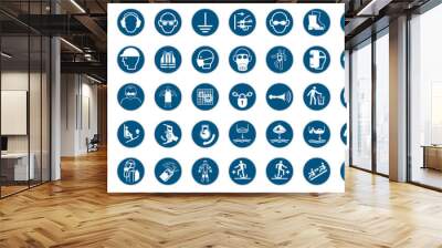 Collection of ISO Standard Mandatory Safety Signs Wall mural