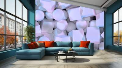 Abstract background for banner with 3d geometric cubes and spheres Wall mural