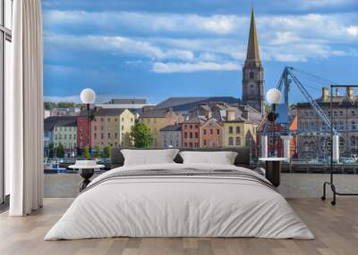 Beautiful scene daylight Waterford Ireland landscape city urban area old town modern office building Wall mural