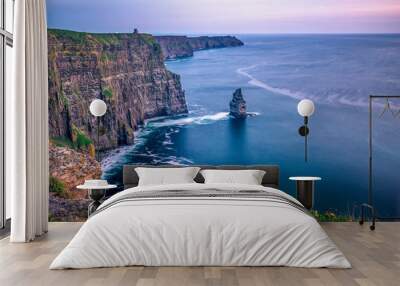 Cliffs of Moher Ireland sunset sun light Irish landmark amazing beautiful view Wall mural