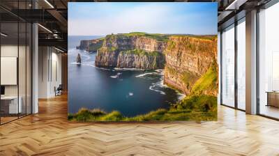 Cliffs of Moher Ireland sunset sun light Irish landmark amazing beautiful view Wall mural