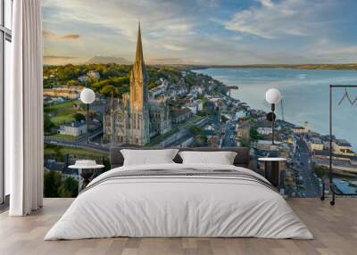 St Colman's Cathedral Cobh Cork Ireland aerial amazing scenery view Irish landmark traditional town  Wall mural