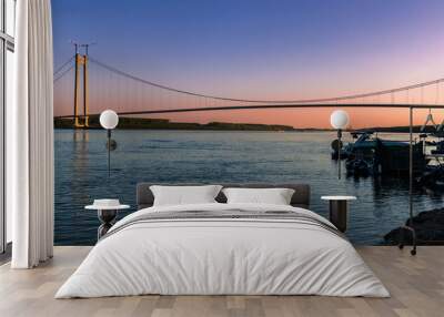 Sunset view on Danube Bridge on Braila Romania Wall mural