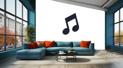 a black music note on a white background Wall mural