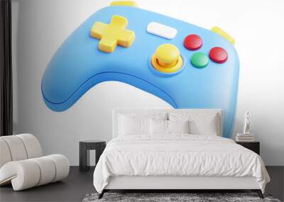 a blue and yellow video game controller Wall mural