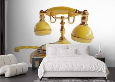 a yellow telephone with two handsets Wall mural