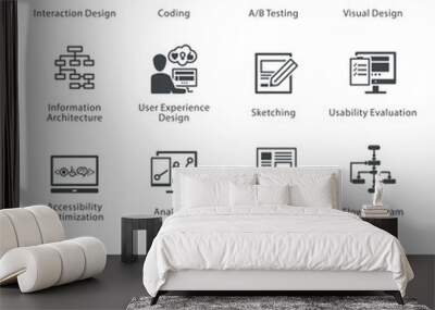 web usability & accessibility icons set 2 - noir series Wall mural