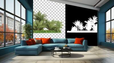 Tropical forest isolated on background with mask. 3d rendering - illustration Wall mural