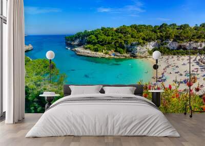 Exotic bay resort in Cala Llombards beach, Mallorca island of Spain. Summer holiday in a paradise place Wall mural