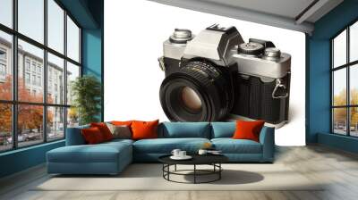 Analog camera isolated on white background Wall mural