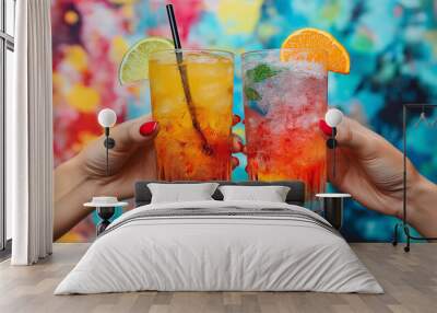 Alcoholic cocktail in the hands Wall mural