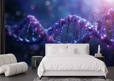 Digital illustration DNA structure in colour background Wall mural