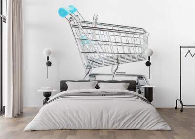 Side view of empty shooping cart or troley isolated on white
 Wall mural