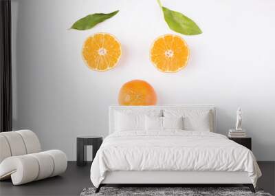 Smiling face made from half of ripe orange fruit, happy diet concept Wall mural