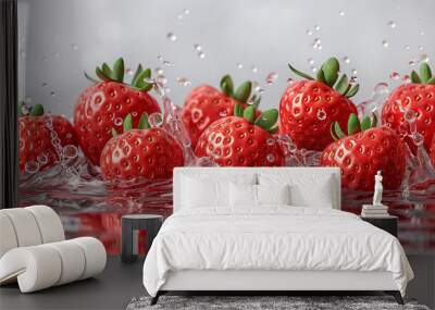 Strawberries juice splash Wall mural