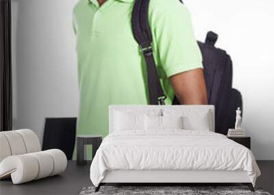 african american student smiling - isolated over a white backgro Wall mural