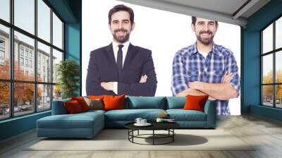 same man dressed as casual man and business man, isolated on whi Wall mural