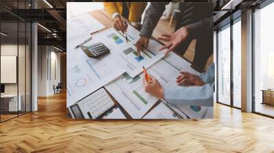 The meeting featured the Asian Men Finance Executive business team discussing the meeting to plan the event. Real estate investment projects and trading strategies for partners accounting finance. Wall mural