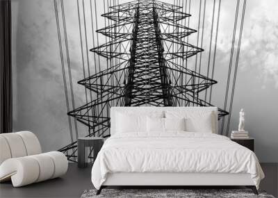 Eletric tower in black and white Wall mural